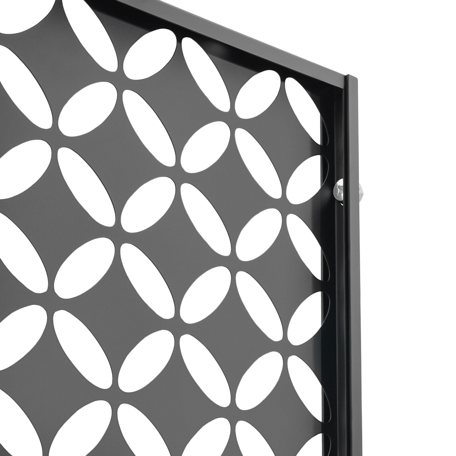 Black 35.4*74.8in Privacy Screen Freestanding Laser Cutting Privacy Fence Screen