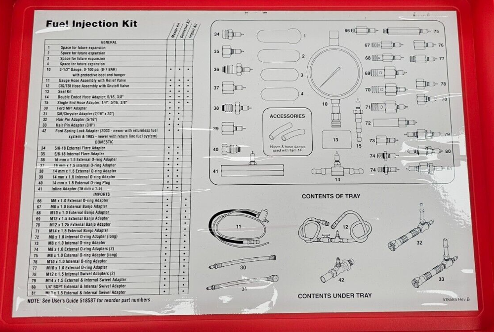 Matco Tools MFI6550 Master Fuel Injection Kit - READ DESCRIPTION