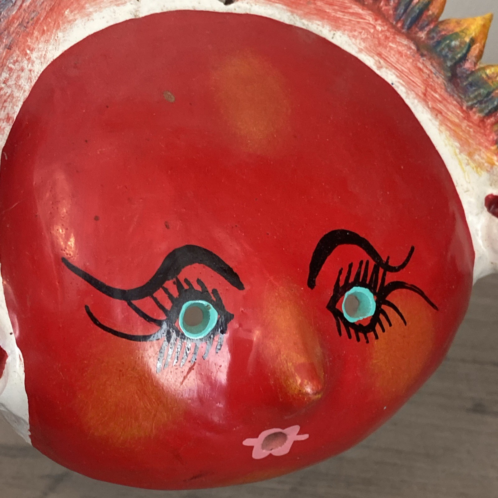 Mexican Coconut Folk Art Mask Anthropomorphic Fruit Tomato? Vintage