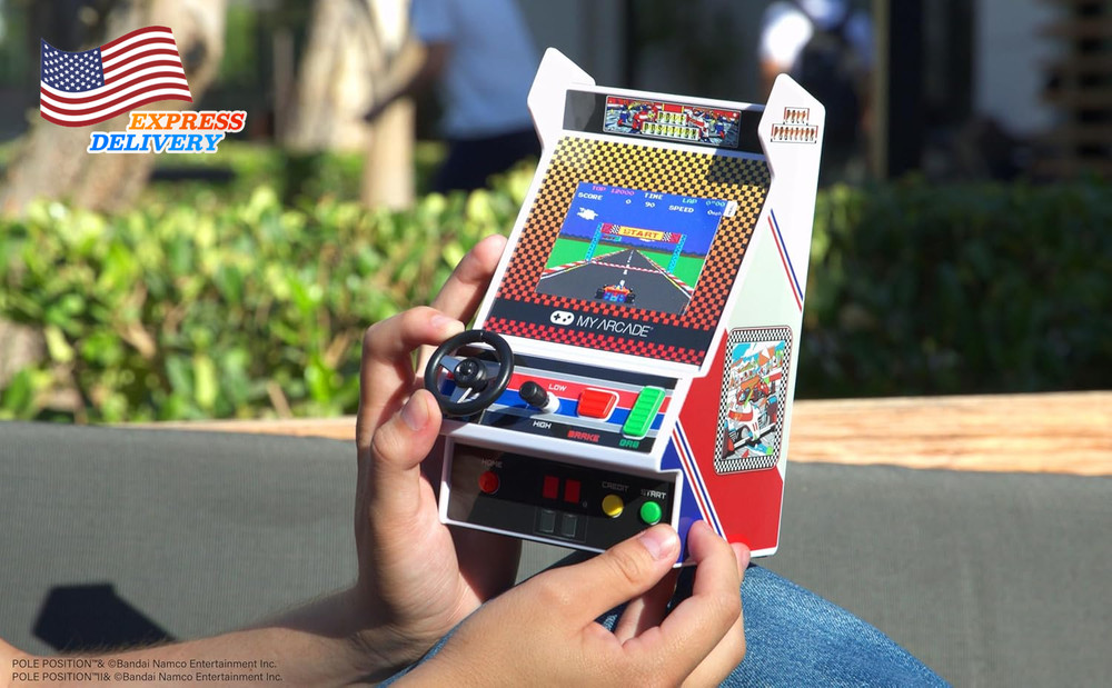 Pole Position Racing Player: Retro Mini Arcade Game Console with 2 Games