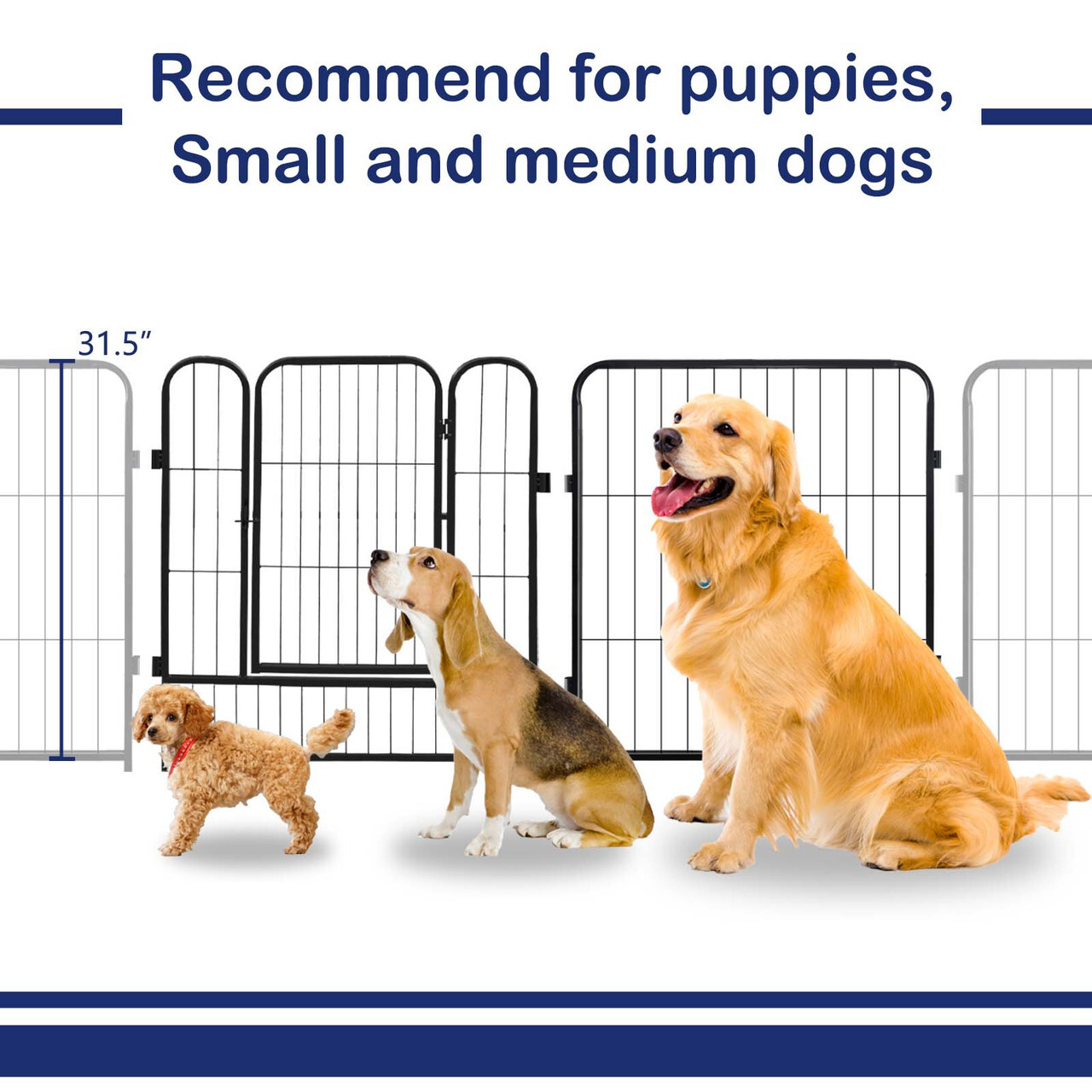 Dog Playpen 16 Panels Pet Fence Metal 24" Exercise Pen Puppy Playpen Out/Indoor