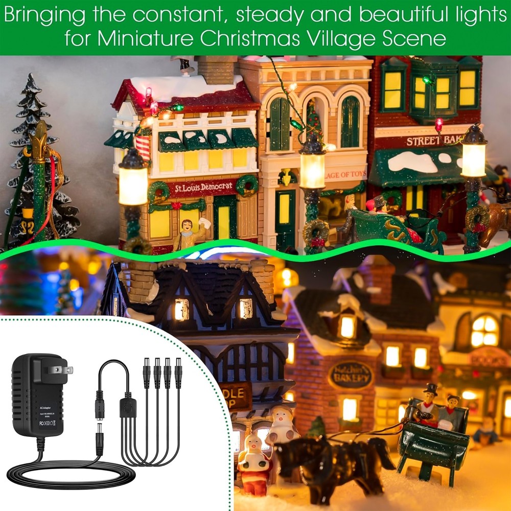 AC Adapter For Lemax Lighted Accessory Playground Display 3 Output Jack 34988A