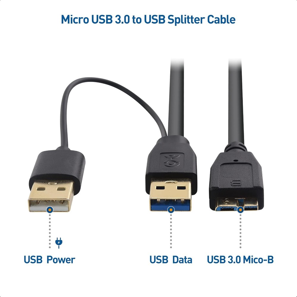 Cable Matters Micro USB 3.0 to USB Y Splitter Cable 20-Inch