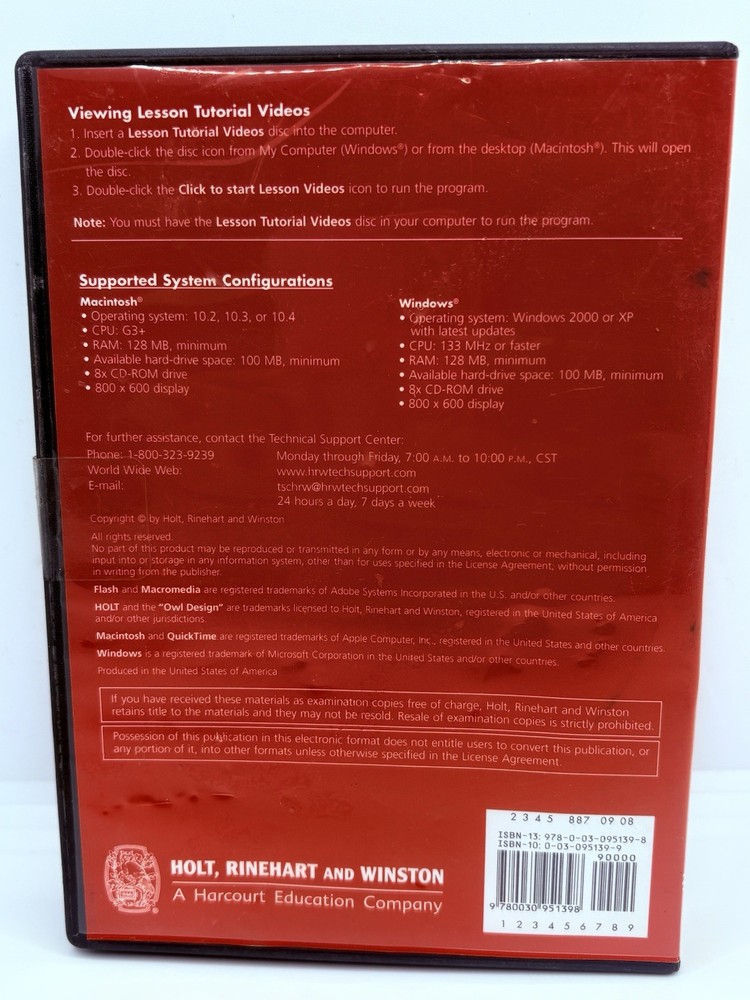 Algebra 1, Grade 8 Lesson Tutorial Video Cd-rom: Holt Algebra 1 C