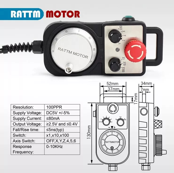 4 Axis DDCS V4.1 CNC Offline Motion Controller + Pendant Handwheel with E-stop