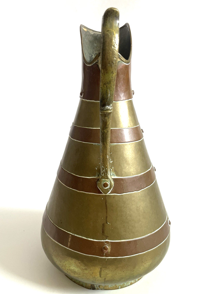 Vintage Brass And Copper Pitcher With Makers Mark.