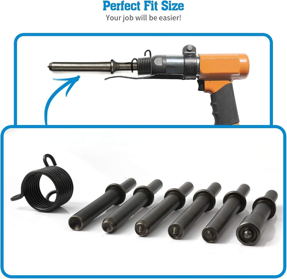 Efficient 7 Pcs Pneumatic Rivet Hammer Tool Kit - Versatile Metal Drilling