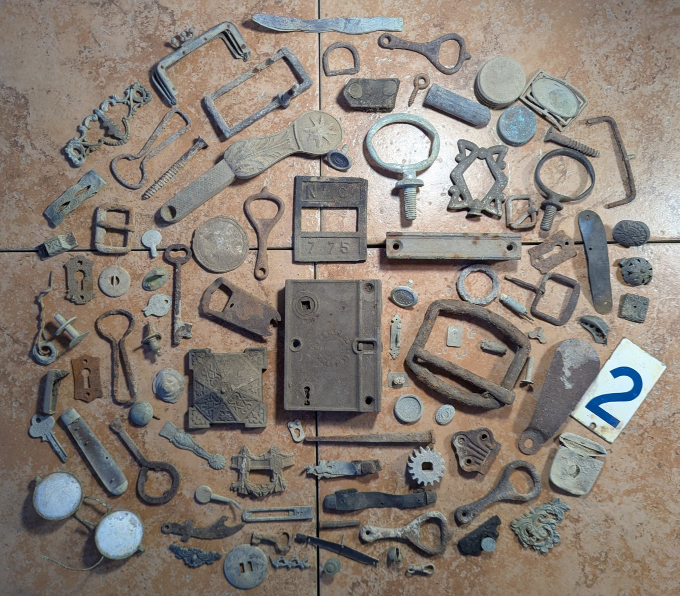 Dug Relics Vintage Iron Door Hardware Buckles Glasses Brass Key Bottle Openers