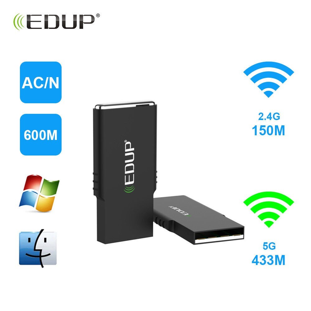 WiFi Adapter AC 600Mbps USB Wireless Network Extended Range Receiver Dongle 600