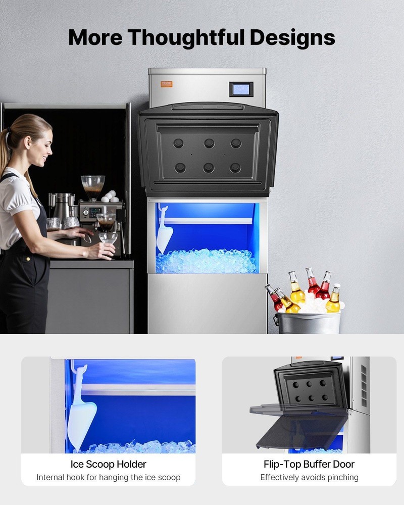Efficient 250lb Ice Storage Bin with Fast Drain Design Feature