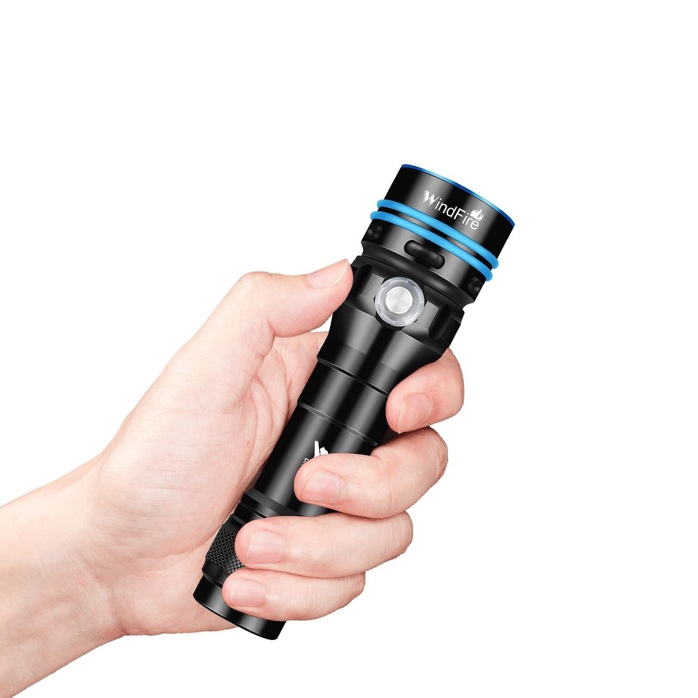 WINDFIRE Dive Light – Super Bright Rechargeable Diving Flashlight with 4 M