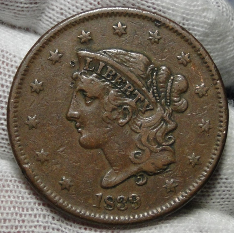 1839 Silly Head Large Cent