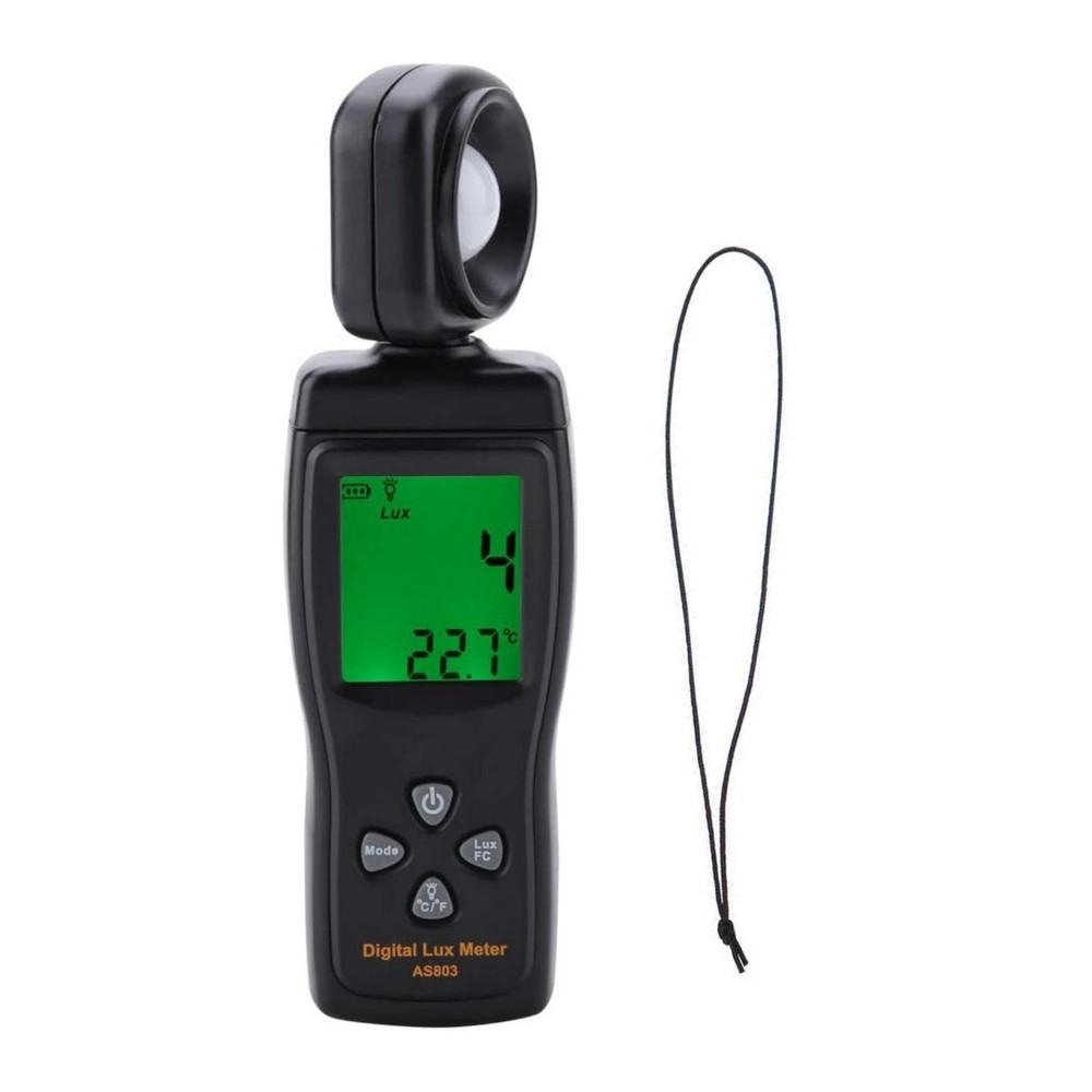 Portable 200K Lux Range Illuminance Meter W/ 180° Adjustable Sensor&Backlight