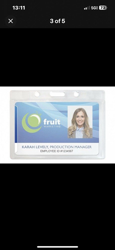 2 Pack ID Card Badge Holder Horizontal Hard Plastic Protector Clear Case