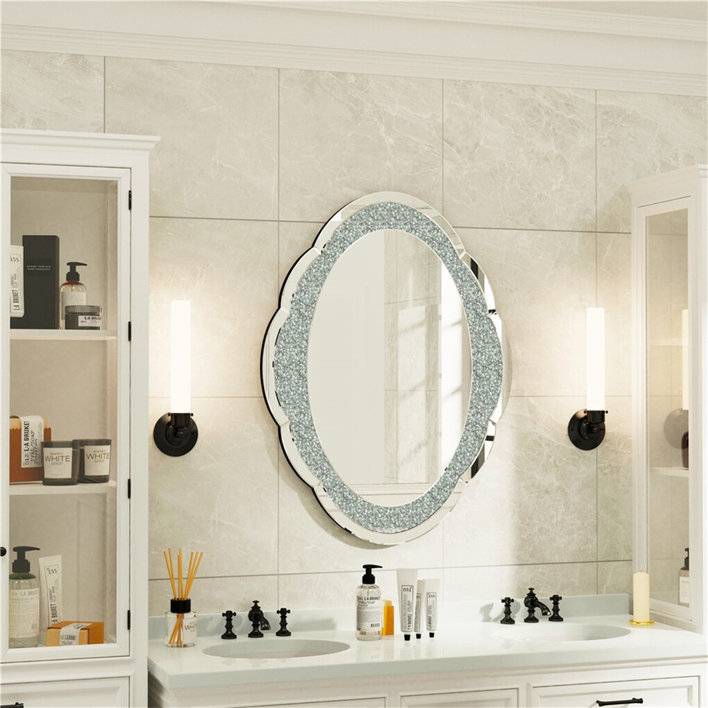 Cloud-shape Crystal Crushed Diamonds Wall Decor Mirror Bathroom Vanity Mirror