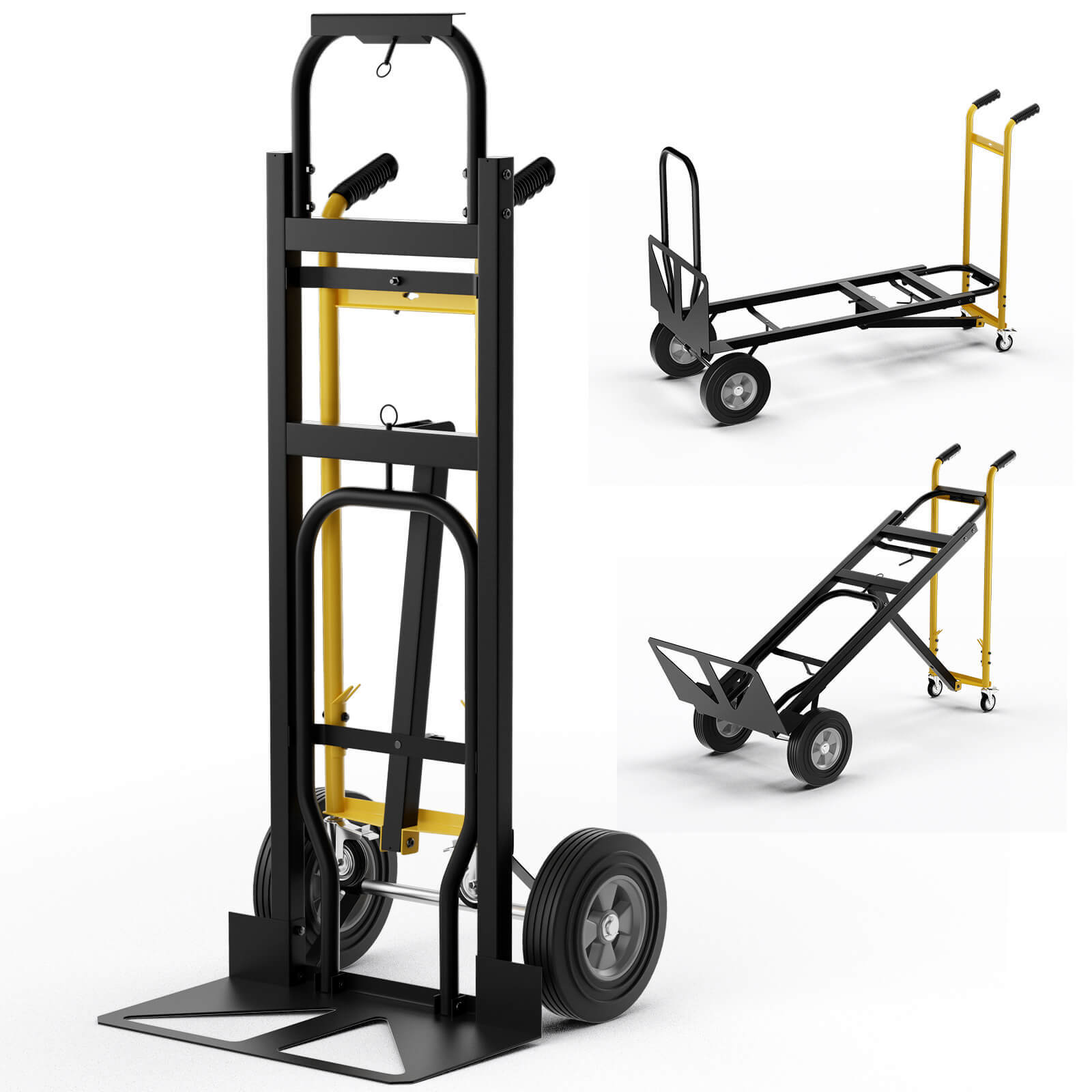 3-in-1 Convertible Hand Truck with 4 Rubber Wheels 1000 lbs Max Load Capacity