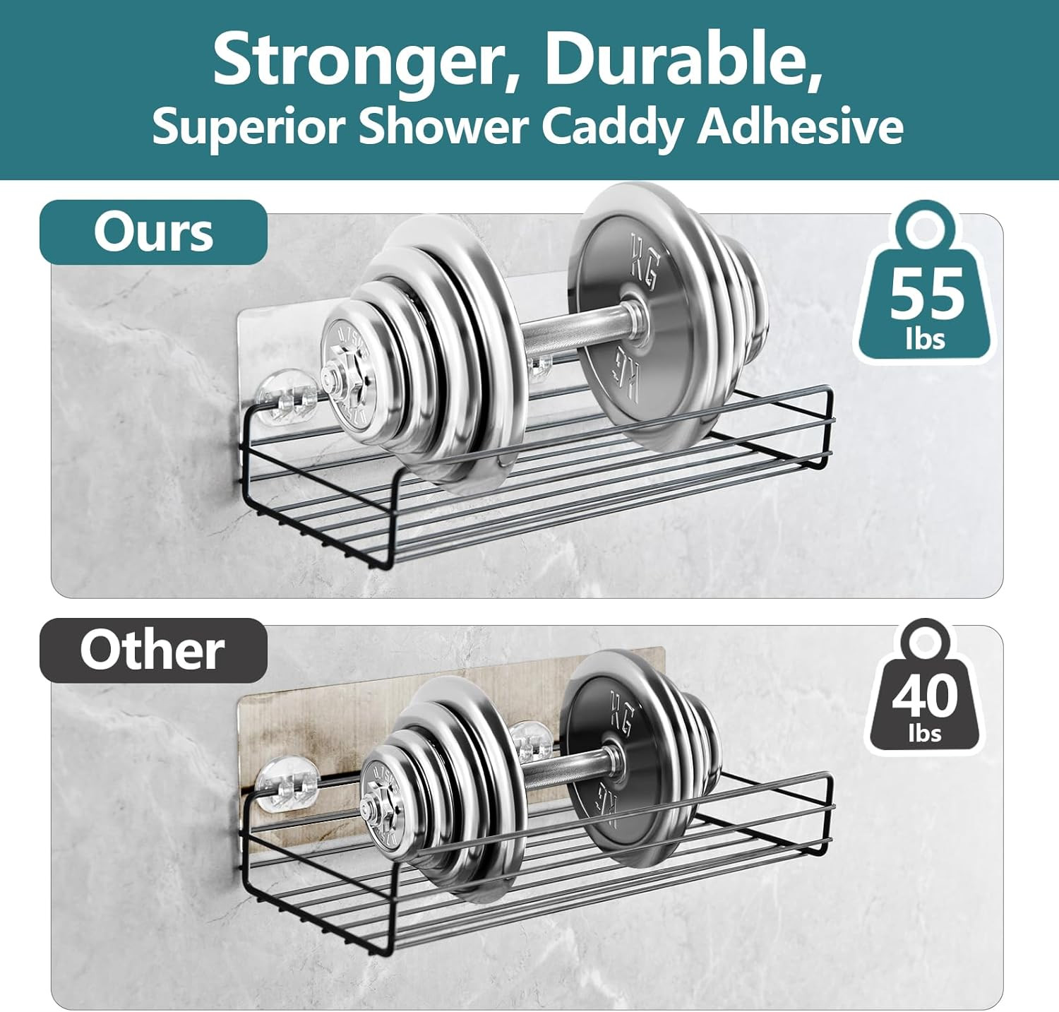 4 Pack Shower Caddy Adhesive Replacement, Strong Shower Shelf Adhesive Hooks for