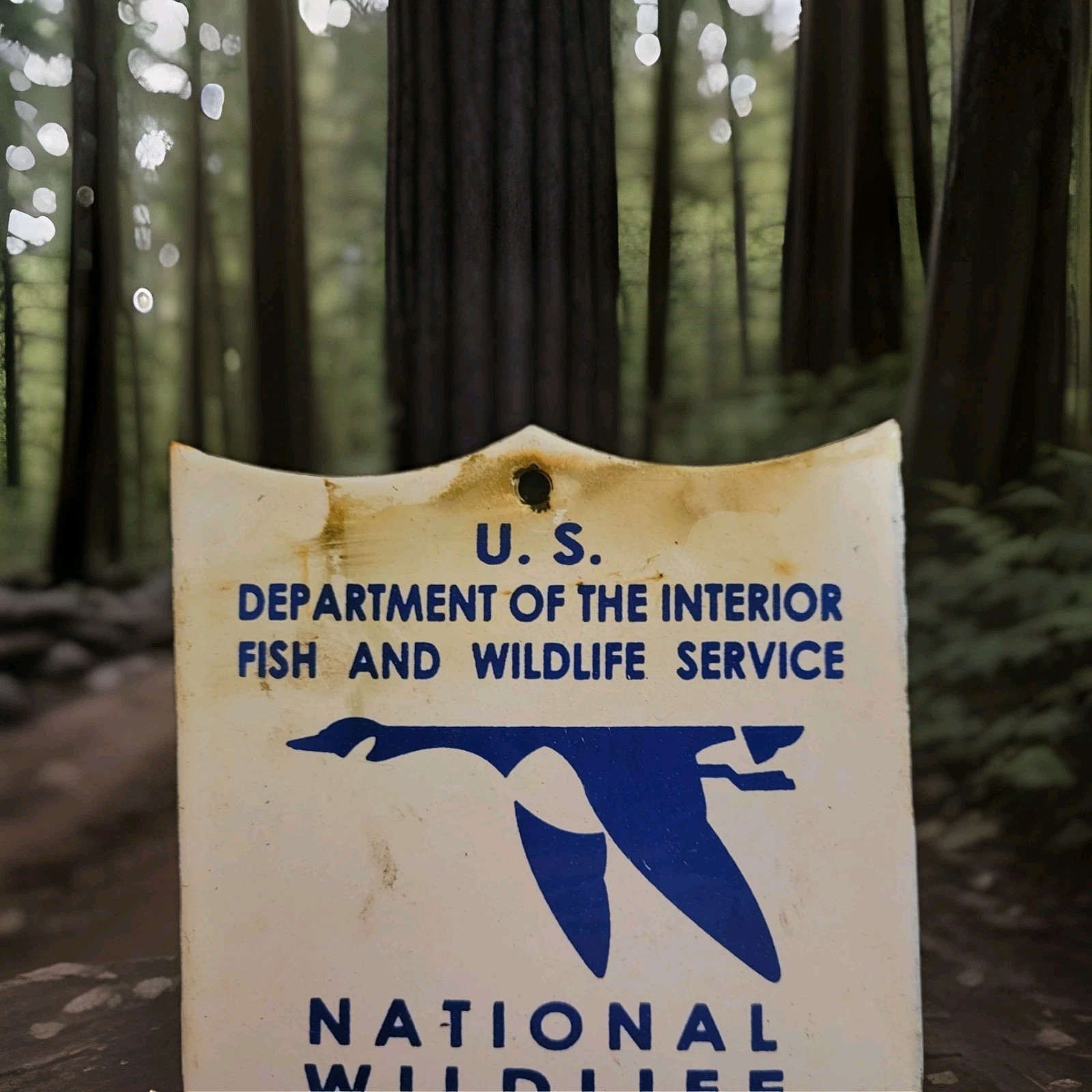 Vintage Wildlife Refuge Porcelain Sign US Department Of The Interior USA Gas Oil