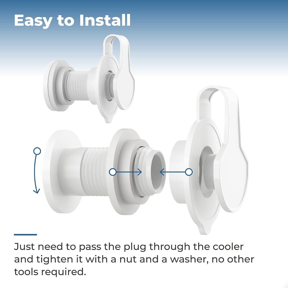 1.5" Shaft Length Cooler Drain Plug Assembly Replacement for 1PACK, White