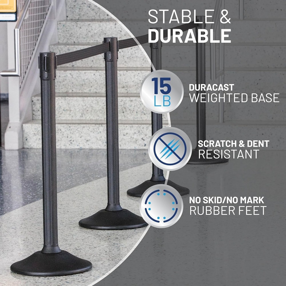 High Density Polyethylene Stanchions with 6.5' Belts for Efficient Crowd Control