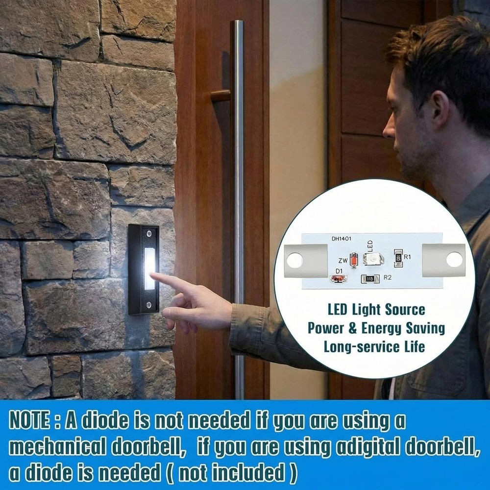 1 Piece Lighted Doorbell Button, Wired Doorbell Push Button, Replacement Wall...