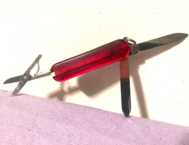 Victorinox Swiss Army Multi-Tool Classic SD Translucent Ruby Pocket Knife-Great
