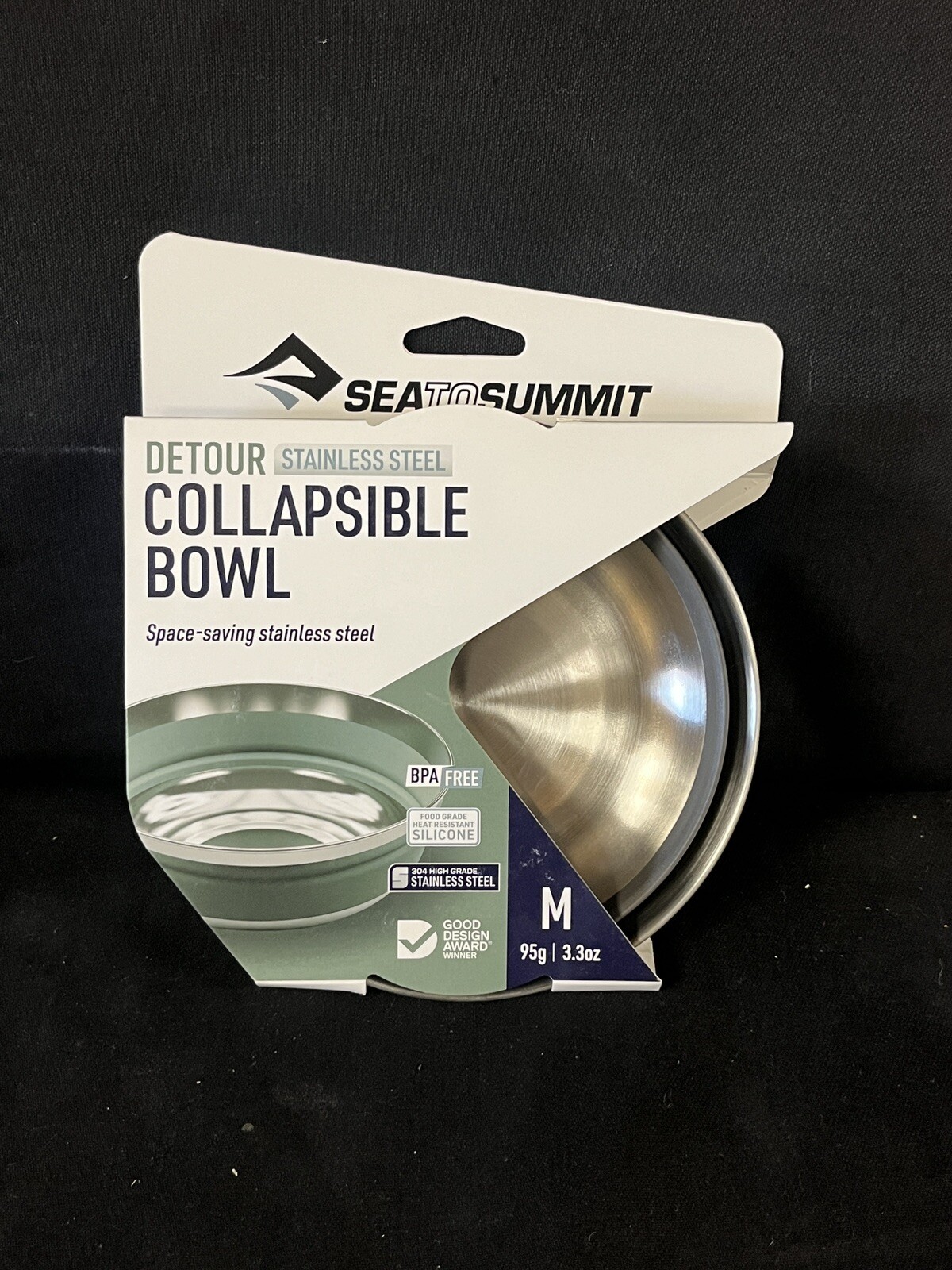 Sea to Summit Detour Stainless Steel Collapsible Bowl - Medium Beluga Black
