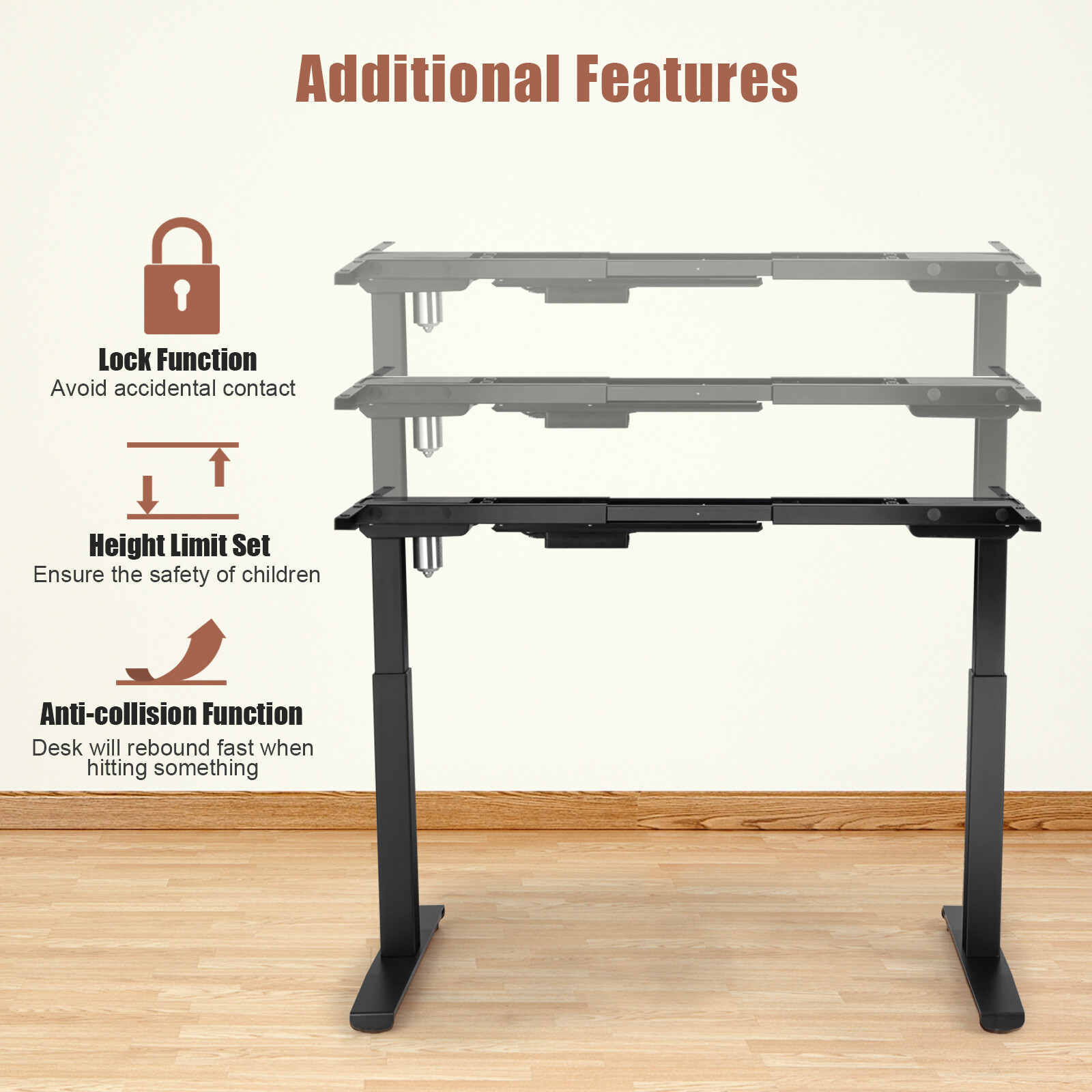 Electric Standup Desk Frame Ergonomic Sit to Stand Adjustable Workstation Base
