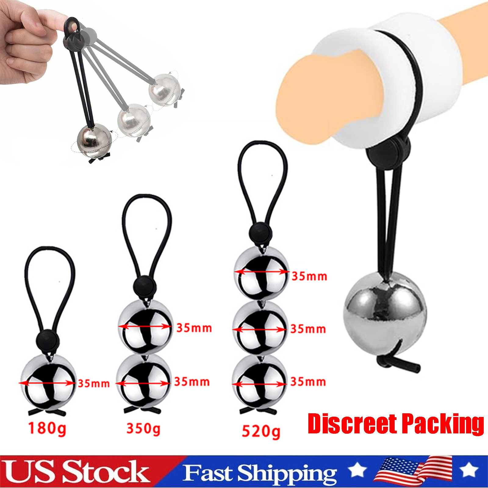 6 Size Penis Stretcher Ball Weight Exercise Device Hanger Extender Male Enhancer