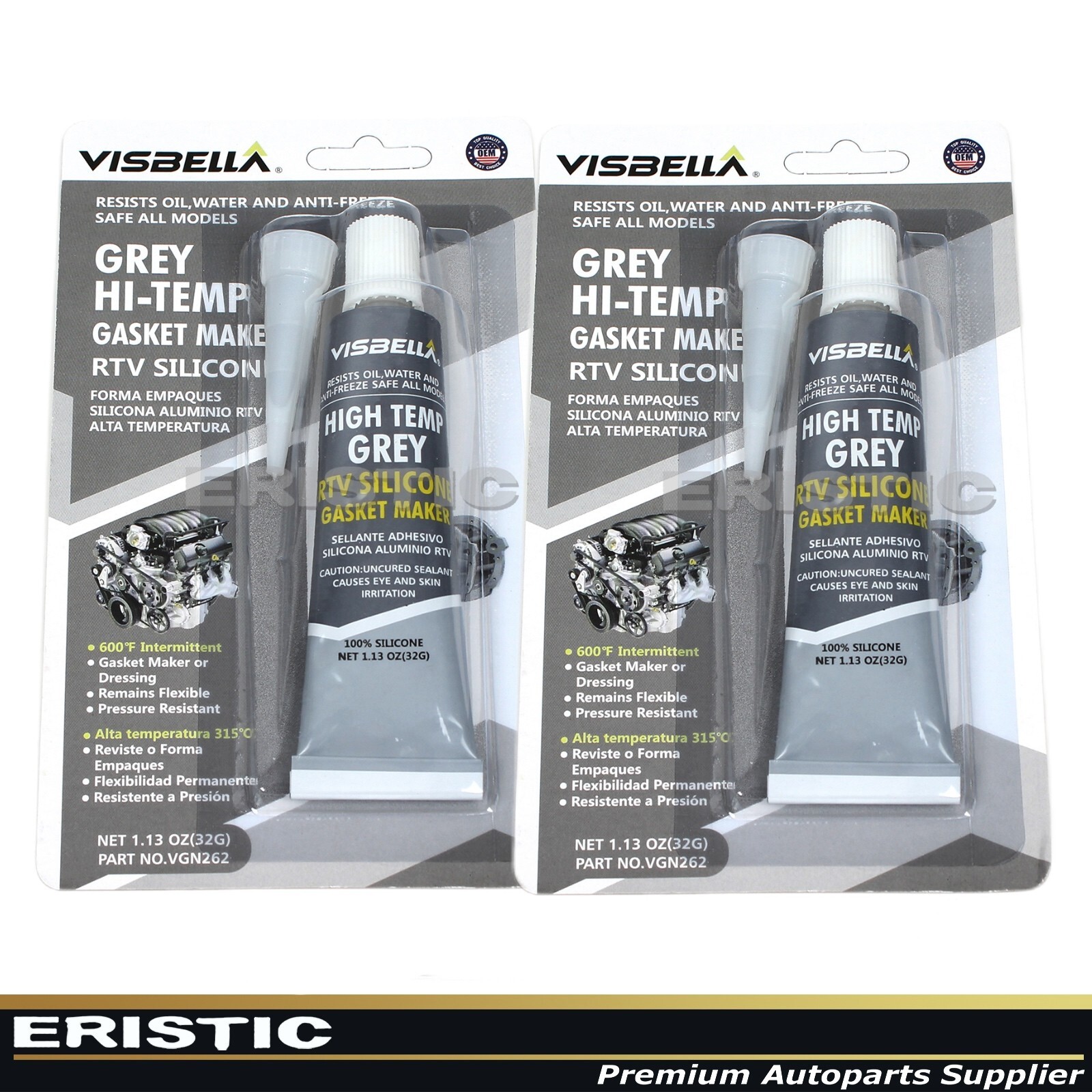 2pcs Grey High Temperature RTV Silicone Gasket Maker Anti-Freeze & Oil Resistant