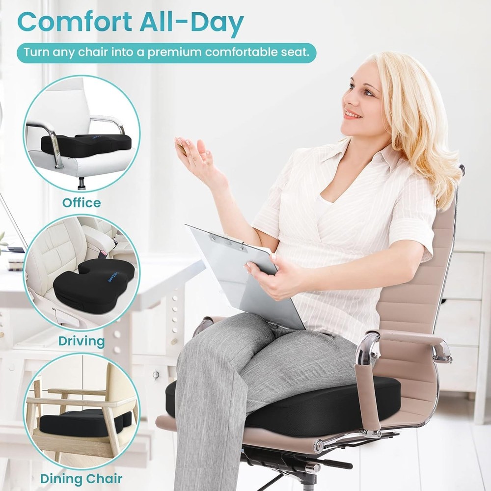 Memory Foam Seat Cushion - Cooling Gel - Sciatica Relief