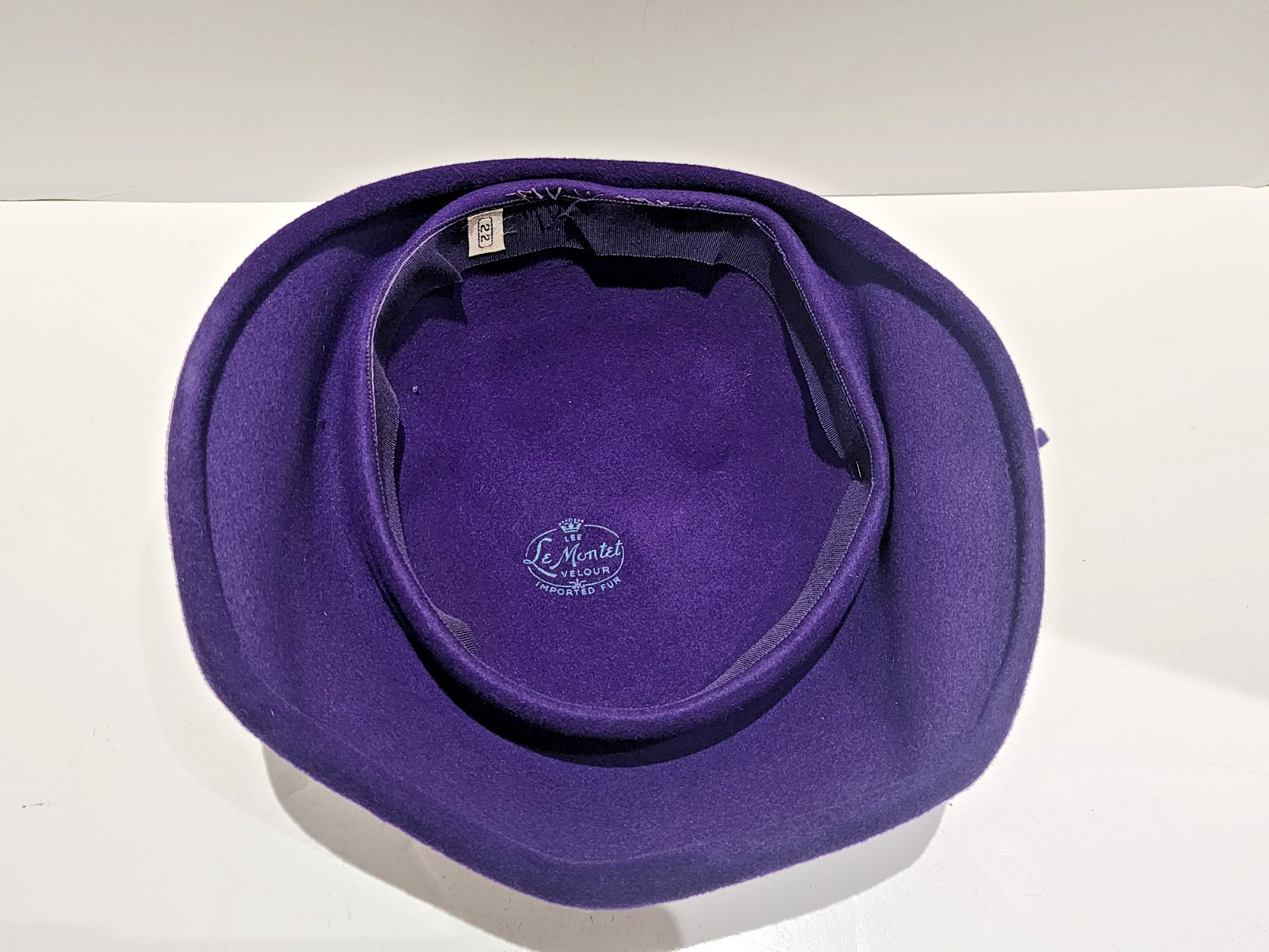 Vintage Le Montet, Velour Imported Women's Hat, Purple, Rare