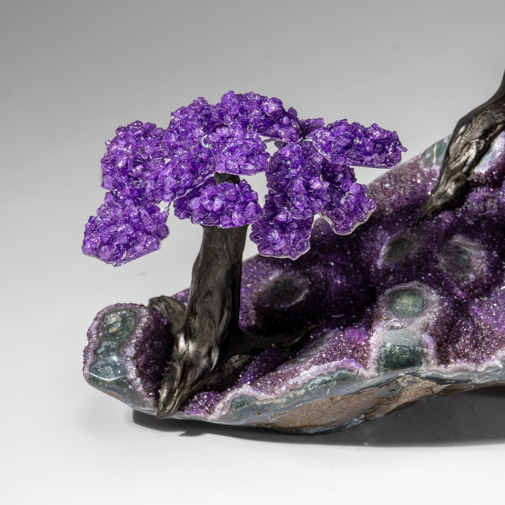 Custom Designed - Genuine Amethyst Clustered Gemstone Tree on Amethyst Matrix