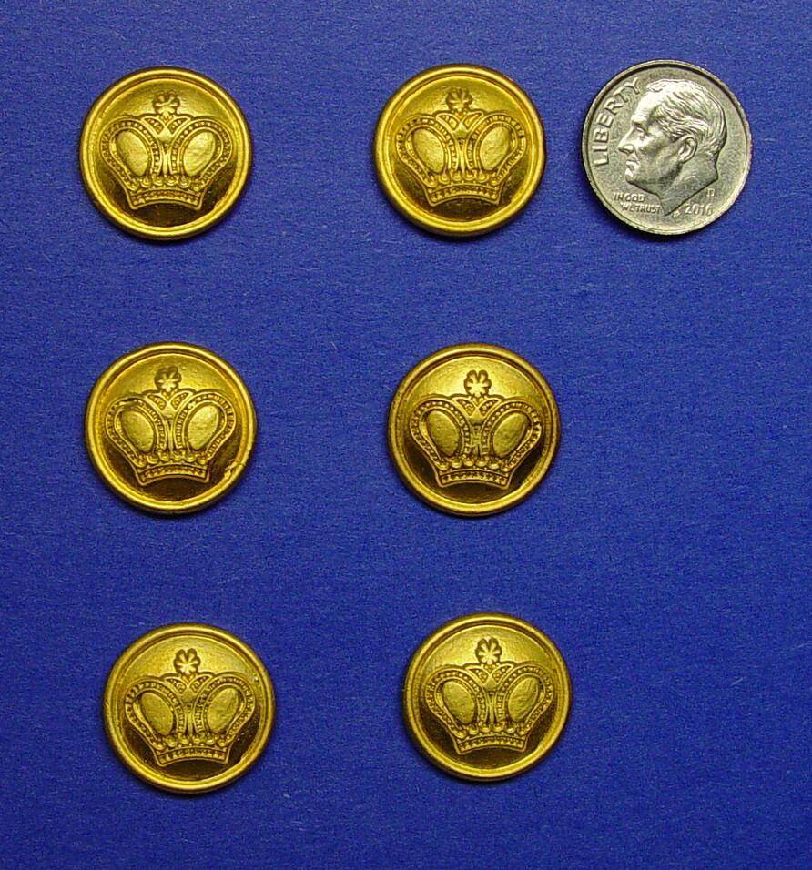 KASPER REPLACEMENT BUTTONS 6 GOLD TONE CROWN MOTIF SOLID METAL SHARP CONDITION