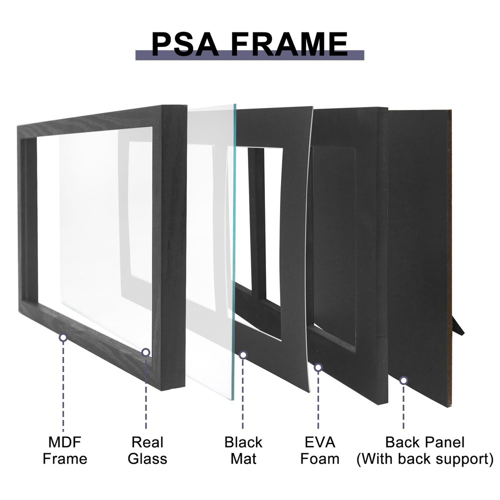 FramePro PSA Graded Card Display Frame, Wall Mount Baseball 3 card, Black