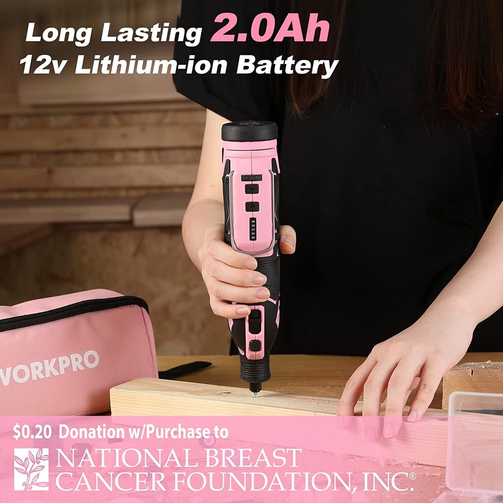 WORKPRO 12V Cordless Rotary Tool Kit 5 Variable Speed Powered Battery Accessory