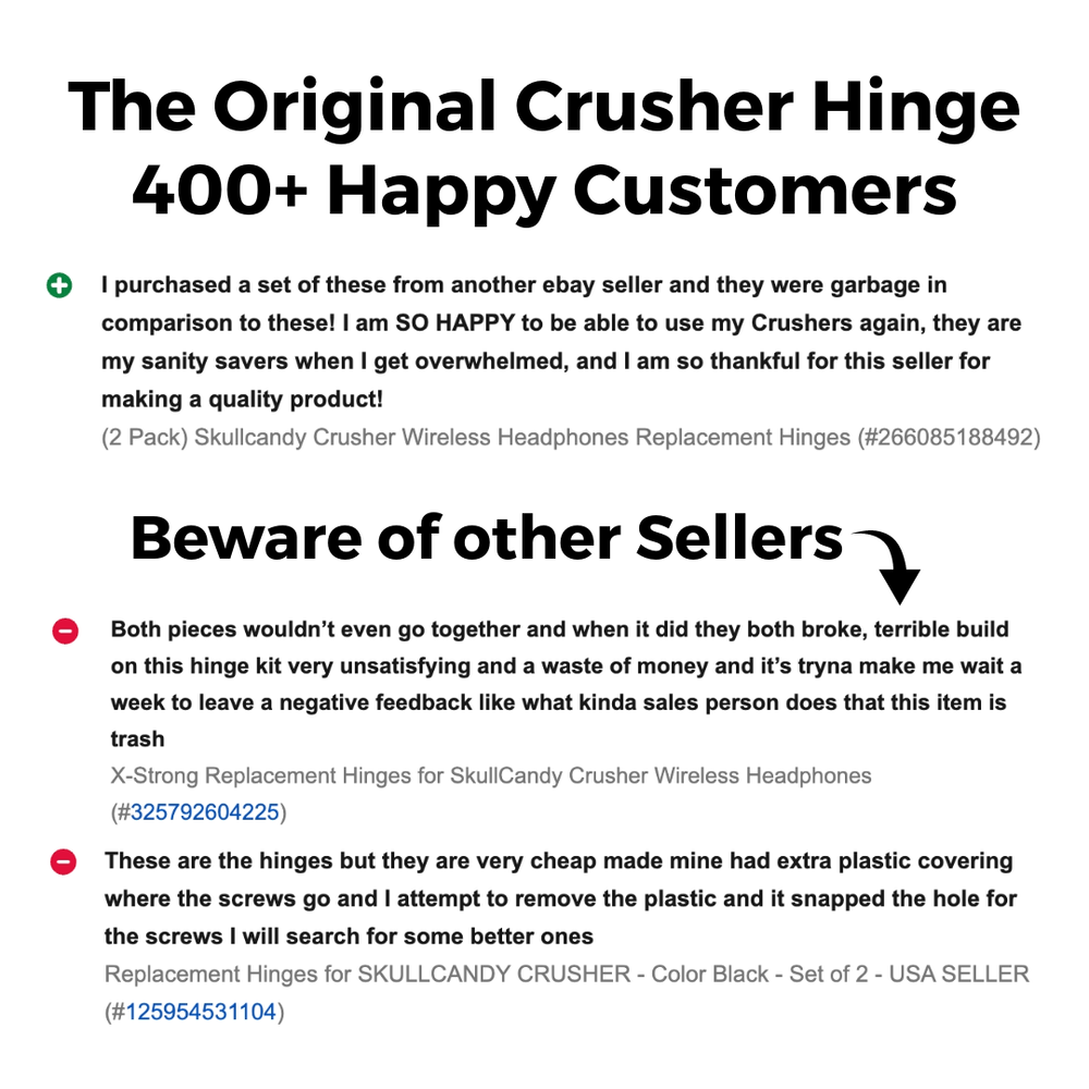 (2 Pack) Skullcandy Crusher Headphones Replacement Hinges - SAME DAY SHIPPING!