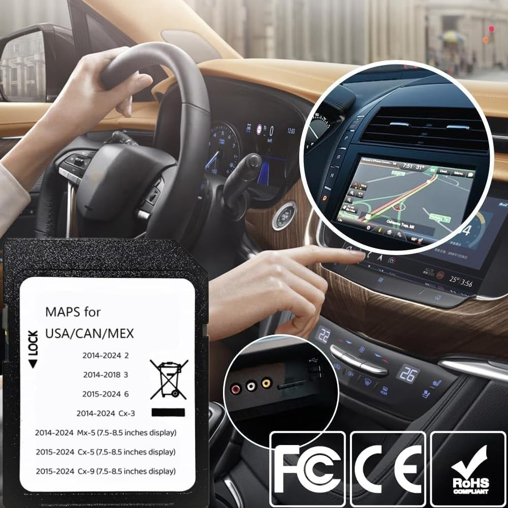Navigation SD Card Upgraded GPS Maps Compatible with 2014-2018 3, 2015-2024 6, 2