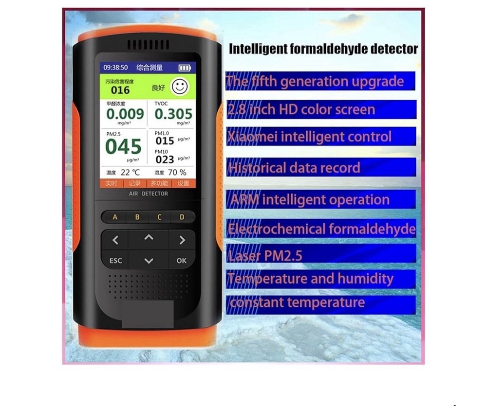 Gas Detector, Portable Formaldehyde Meter Digital Humidity Sensor Dust