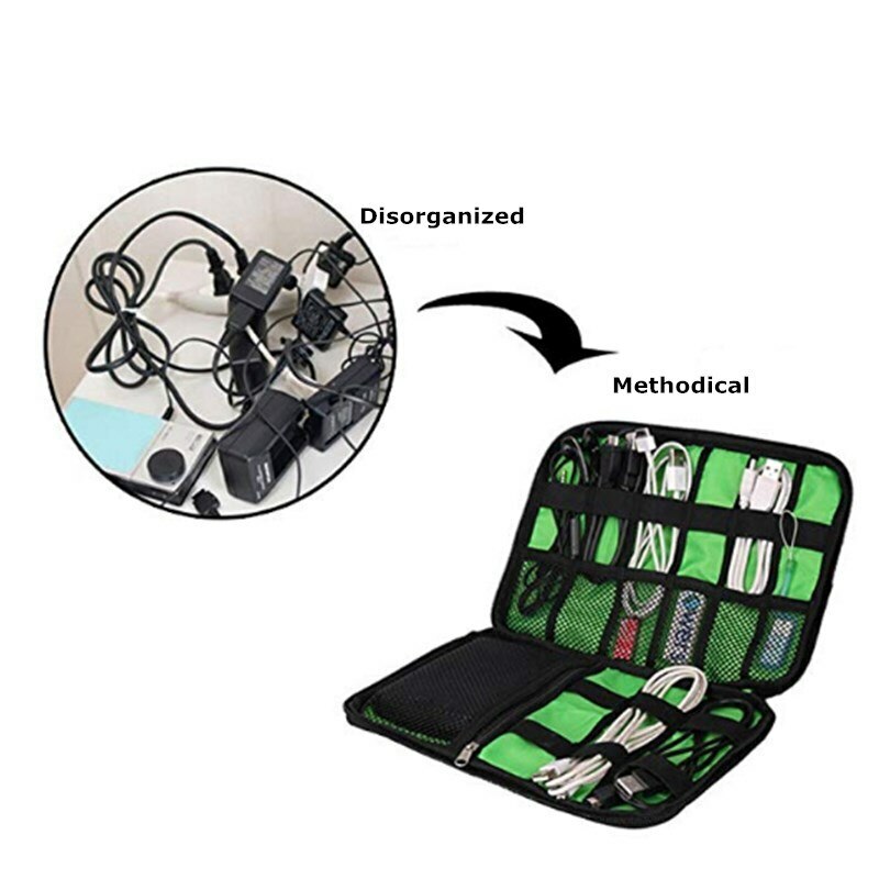 Universal Protective Travel Case for Small Electronics cable Accessories - Black