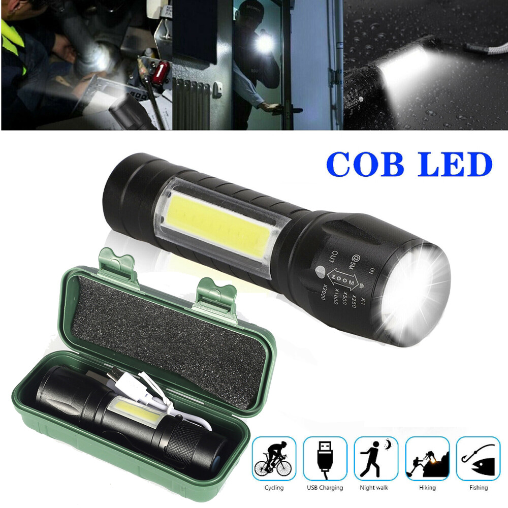 Super Bright Powerful Flashlight Rechargeable Zoom Torch USB Tactical Lamp