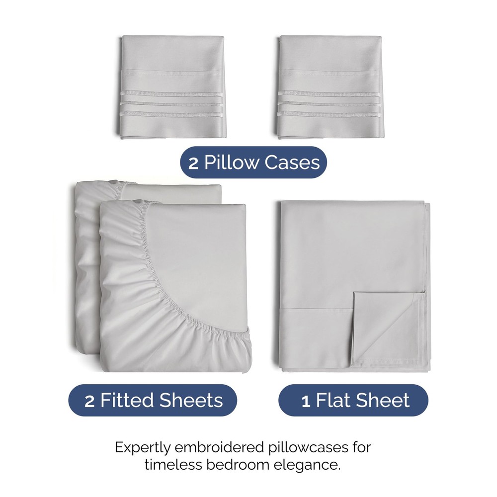 Split King Size 5 Piece Sheet Set - Comfy Breathable Cooling Bed Sheets Set ...