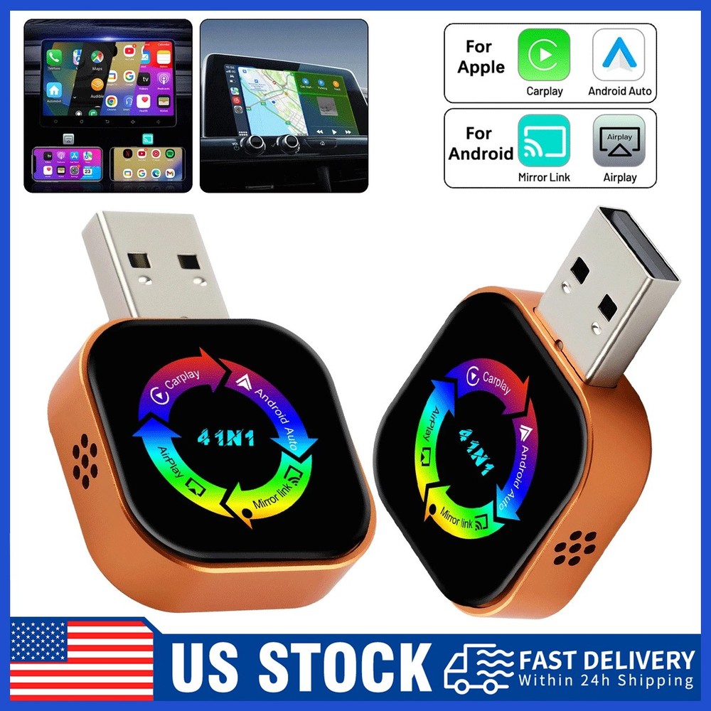 Wireless Carplay Android Auto Adapter Mirror Link Screen Airplay Bluetooth Wi-fi