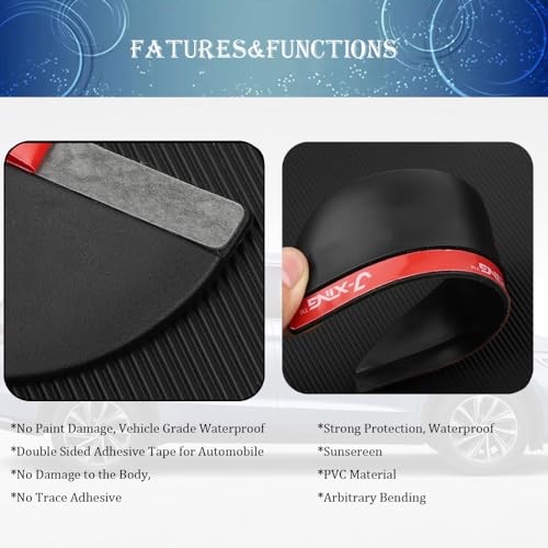 Car Rearview Rain Eyebrow Shield,Car Mirror Rain Protector 2PC Solid Black