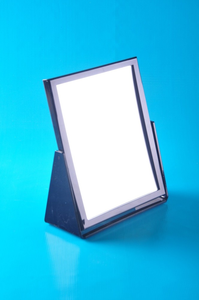 Square Mirror -- Acrylic Adjustable Black Base 13 7/8"H