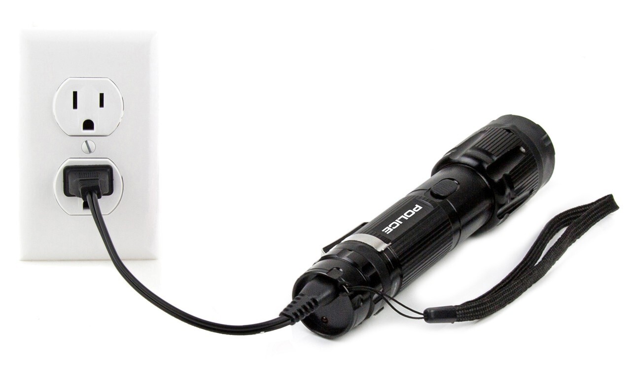 POLICE Stun Gun 1159 700 BV Heavy Duty Metal Rechargeable LED Flashlight