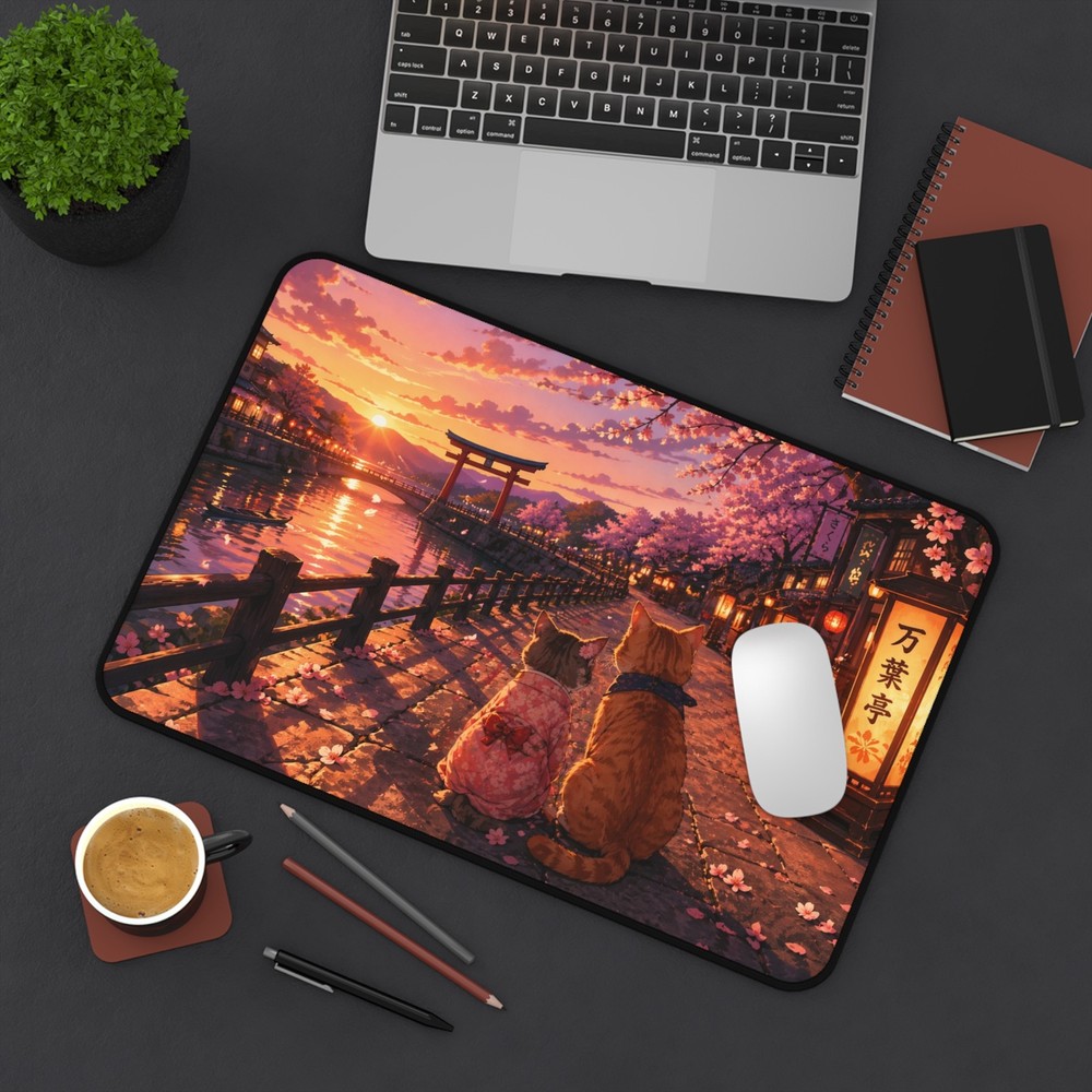 Cats at sunrise Desk Mat