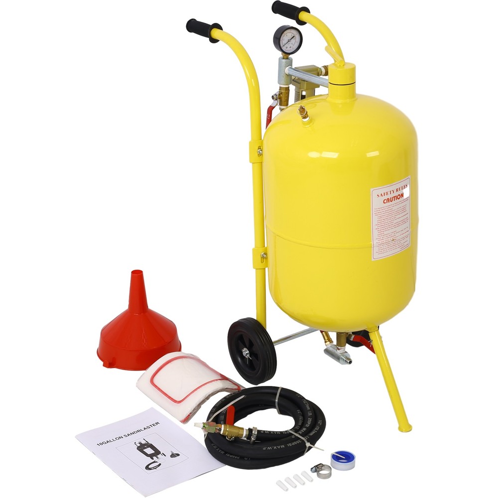 10-Gallon Pot Sandblaster Kit, 125 PSI for Paint & Rust Removal, Complete Setup