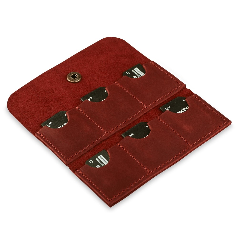 Leather SD Card case Cognac