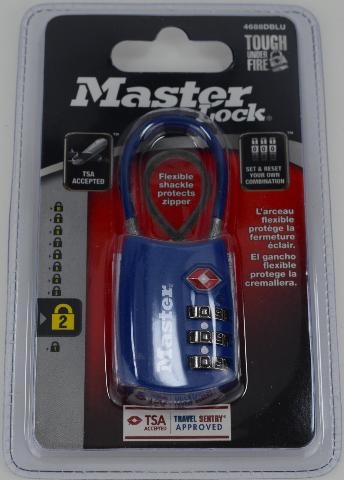 Box of 4 Master Lock 4688DBLU TSA Approved Blue 3 Dial Combination Luggage Lock